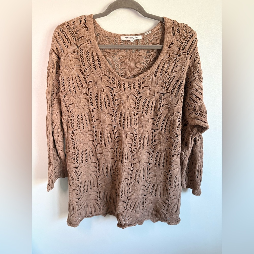 Eight Eight Eight Tan Knit Sweater 1x